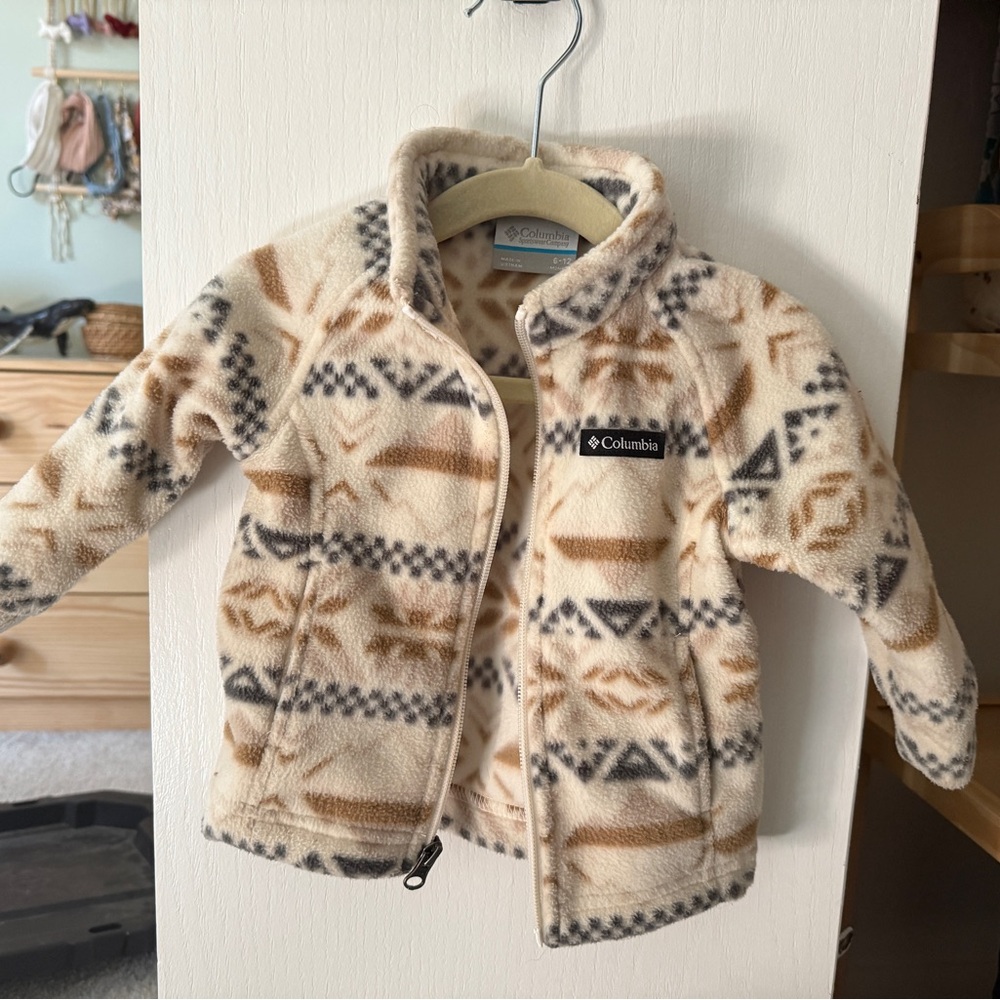 Columbia Cream and Brown Fleece Jacket